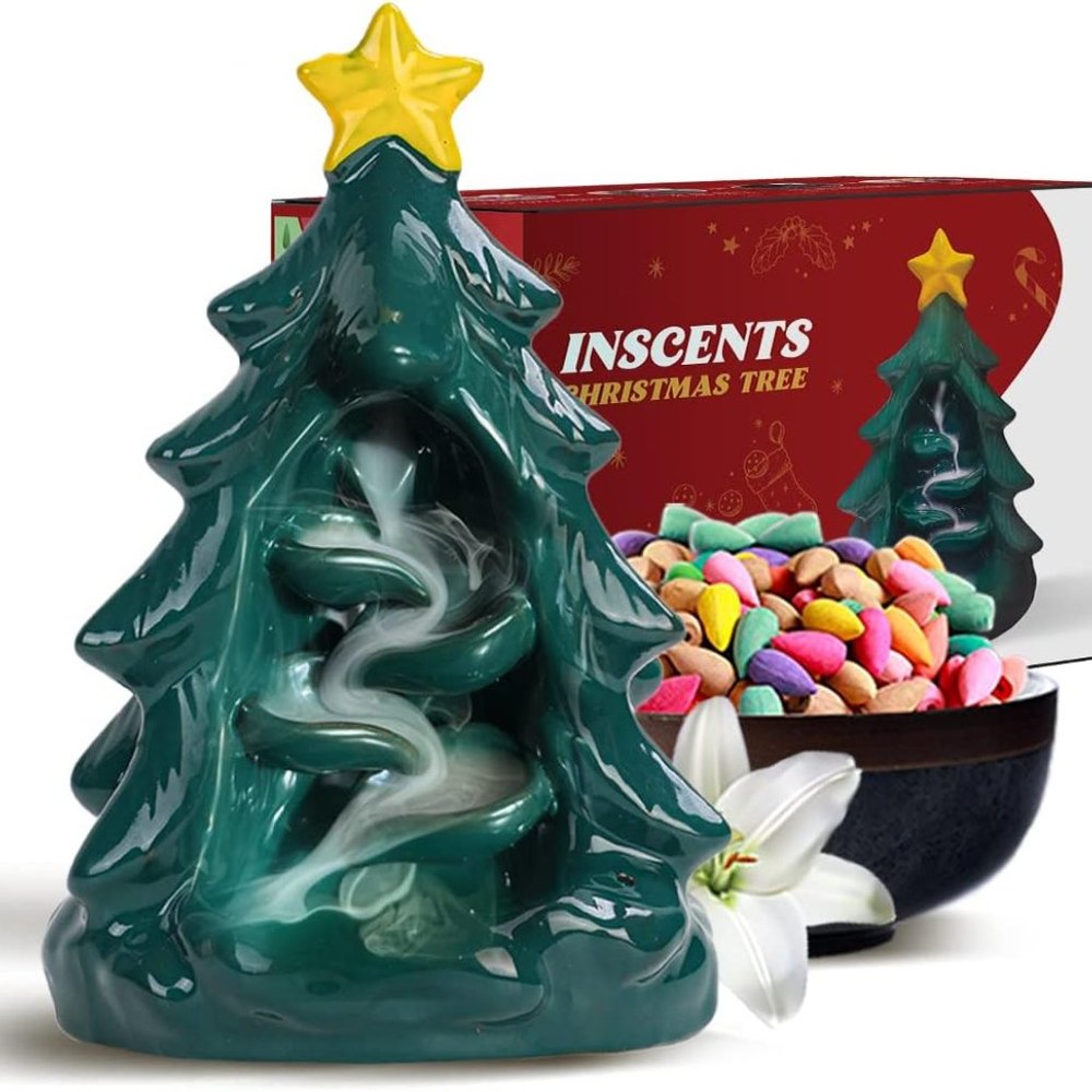 NIB Tree Ceramic Incense Holder Cone Burner Aromatherapy Decoration